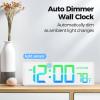 REACHER 16.5" Large Digital Wall Timer Clock with Countdown Timer, Auto Dimmer, Temperature, Remote Control, LED Wall Clock for Home Decor, Living Room, Office, Gym, Classroom, White view 3