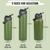 Fijinhom 18oz Insulated Stainless Steel Water Bottle, Wide Mouth Double Wall Vacuum, Silicone Straw, Sweat & Leak Proof, BPA Free Insulated Water Flask for Travel, Keep Cold 24h Hot 12h, Green view 2