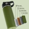 Fijinhom 18oz Insulated Stainless Steel Water Bottle, Wide Mouth Double Wall Vacuum, Silicone Straw, Sweat & Leak Proof, BPA Free Insulated Water Flask for Travel, Keep Cold 24h Hot 12h, Green view 4