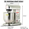 KJLYLPP Electric Kitchen Food Stand Mixer, Professional Stand Mixer, 3 Speeds Rotating Stainless Steel Mixing Bowl, Includes Mixing Beater, Dough Hook (Silver 5L) view 3