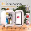 Hansburg Mini Fridge for Bedroom Mirror Skincare Cooler & Warmer Portable Small Refrigerator 4 Liter/6 can with 12v AC/DC/USB Option for Food, Drinks, Makeup, Dorm, Office and Car view 2