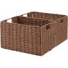 Vagusicc Wicker Storage Basket, Set of 2 Hand-Woven Paper Rope Wicker Basket, Small Storage Baskets for Organizing Toilet Paper Basket, Foldable Large Cube Storage Organizer Bins for Shelves (Brown) view 1