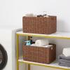 Vagusicc Wicker Storage Basket, Set of 2 Hand-Woven Paper Rope Wicker Basket, Small Storage Baskets for Organizing Toilet Paper Basket, Foldable Large Cube Storage Organizer Bins for Shelves (Brown) view 2