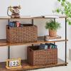 Vagusicc Wicker Storage Basket, Set of 2 Hand-Woven Paper Rope Wicker Basket, Small Storage Baskets for Organizing Toilet Paper Basket, Foldable Large Cube Storage Organizer Bins for Shelves (Brown) view 3