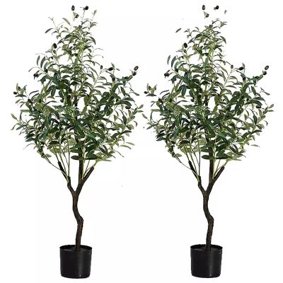 Elitix Artificial Tree 7ft Artificial Olive Tree 2 Pack Piece for Inside/Living Room, Faux Olive Tree with Stunning Branches Uv Resistant, Olive Tree Housewarming Gift
