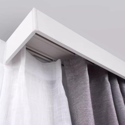 Oracra Ceiling Mount Curtain Conjoined Double Track with Valance, Curtain Pelmet Boards for Living Room Bedroom, Metal Room Divider Curtain Rail Rods(6m/19.7ft)