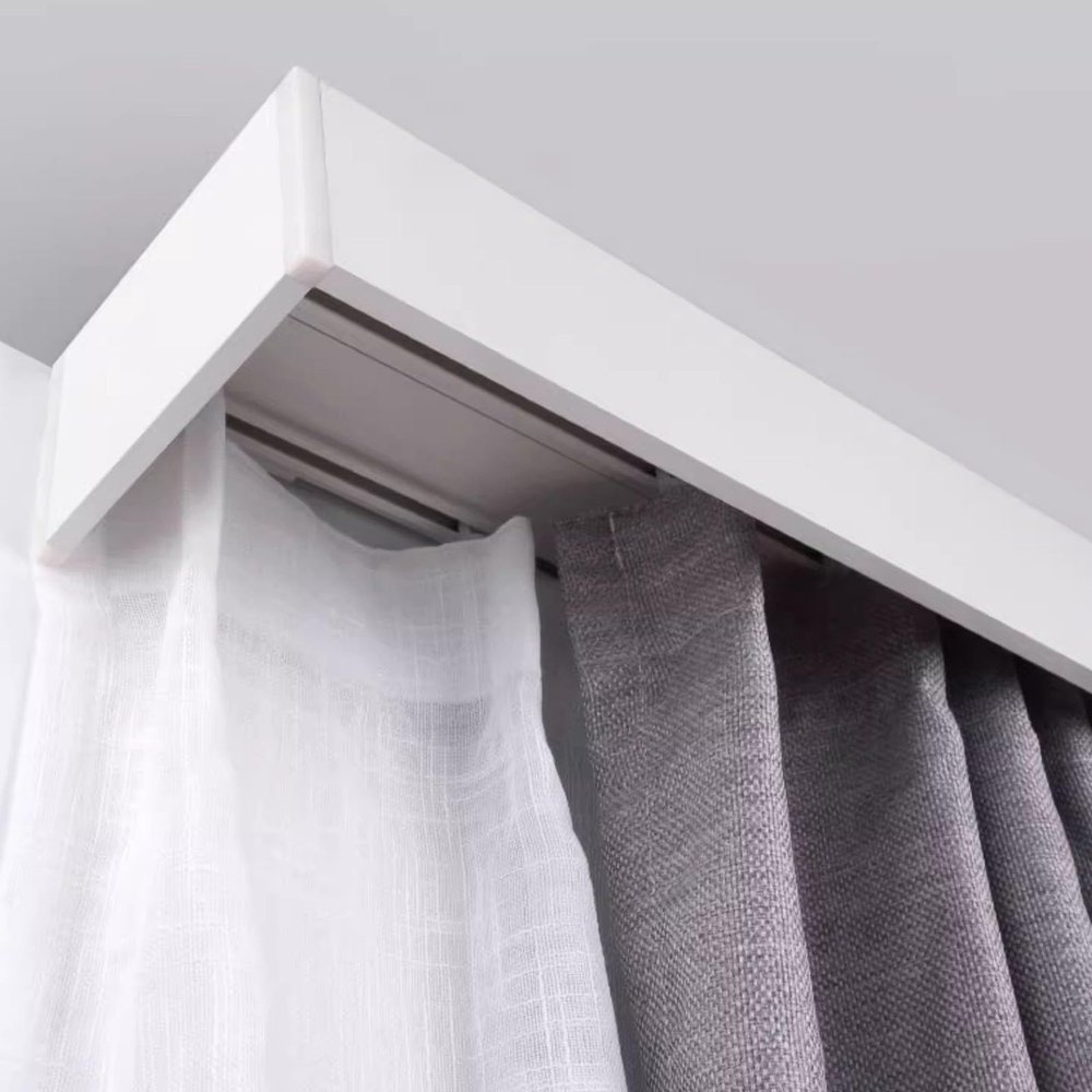 Oracra Ceiling Mount Curtain Conjoined Double Track with Valance, Curtain Pelmet Boards for Living Room Bedroom, Metal Room Divider Curtain Rail Rods(6m/19.7ft)