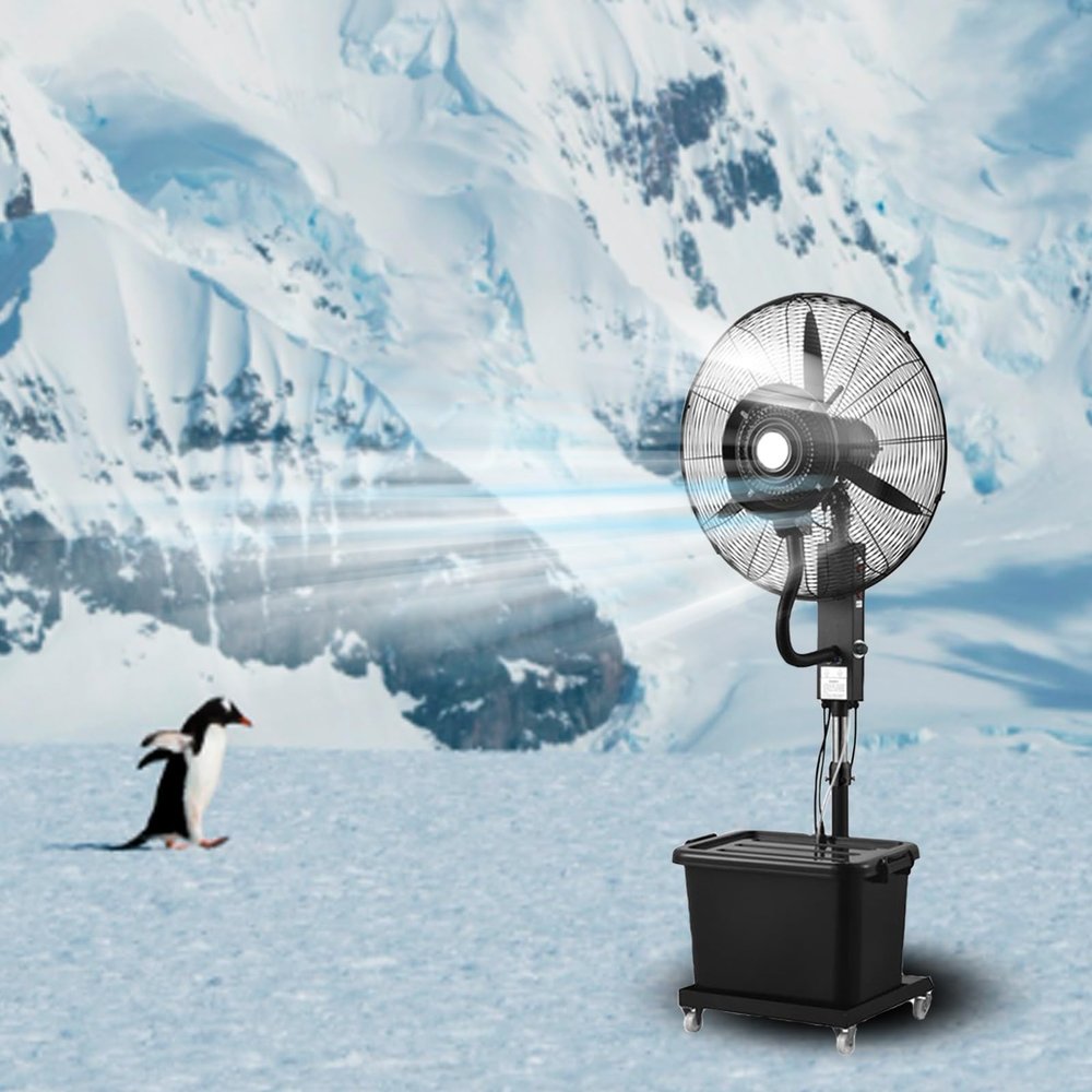 25.6in/30in Industrial Fan Outdoor Misting Fan With 11 Gallon Tank Height Adjustment Easy To Install For Patios Workshop Warehouse Industrial(25.6in)