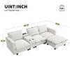 109" L Shaped Sectional Sofa, Modern Comfy Deep 4-Seat Sofa with Console, USB Charging Port, Reading Light and Cup Holder, Chenille Cloud Couch for Living Room, Apartment, Office (Beige) view 2