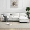 109" L Shaped Sectional Sofa, Modern Comfy Deep 4-Seat Sofa with Console, USB Charging Port, Reading Light and Cup Holder, Chenille Cloud Couch for Living Room, Apartment, Office (Beige) view 3