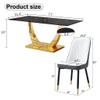 BAOPIN 71" Dining Room Table Set for 8, Black and Gold Dining Table Set for 8, Faux Marble Dining Table and Upholstered Dining Chairs, Glossy Kitchen Table for Home Apartment view 3