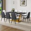 BAOPIN 71" Dining Room Table Set for 8, Black and Gold Dining Table Set for 8, Faux Marble Dining Table and Upholstered Dining Chairs, Glossy Kitchen Table for Home Apartment view 4
