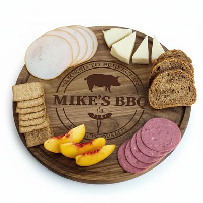 Custom BBQ Cutting Board for Dad, Grandpa, Grill Master  Personalized Walnut, Oak or Maple Charcuterie Board & Serving Tray with Groove  Father's Day Gift Idea  Outdoor & Barbecue Lover Accessories
