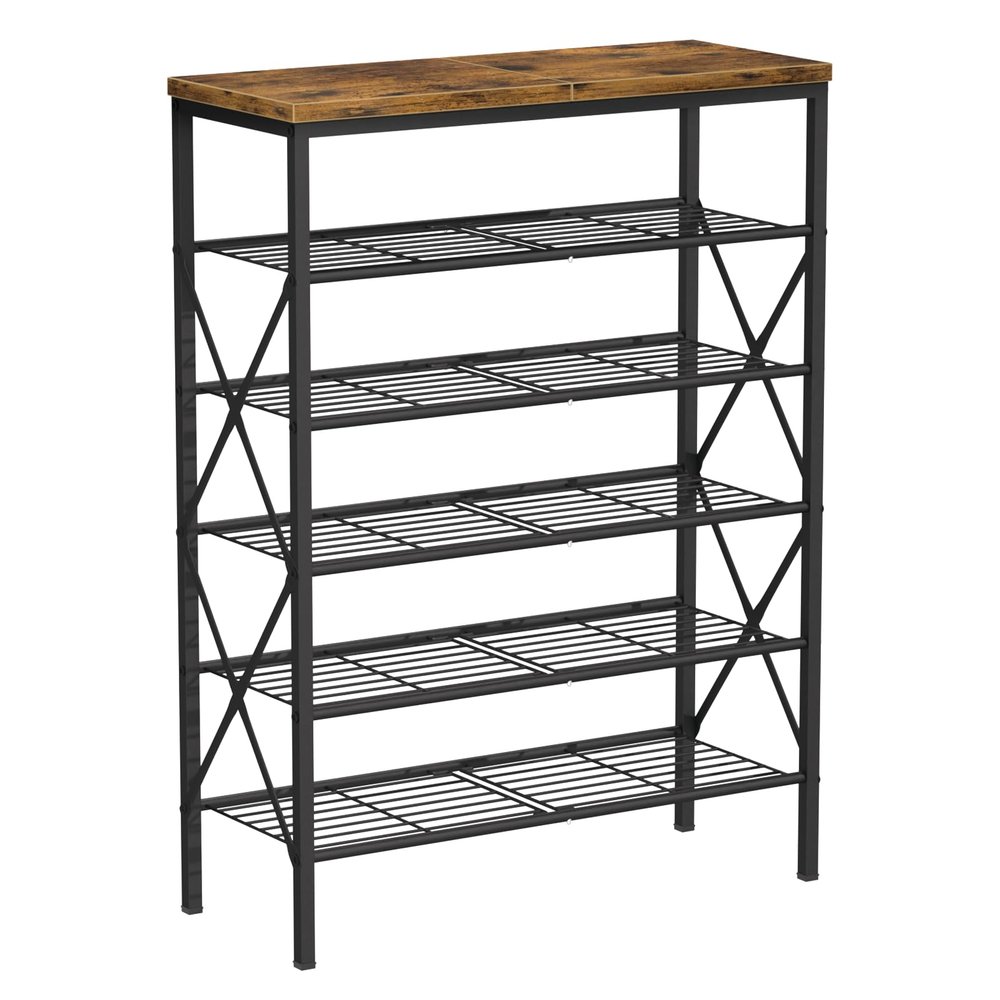 MILEFA 6 Tiers Metal Shoe RackLarge Capacity Shoe Rack Holds 24 Pairs of Shoes, Durable and Stable, Adjustable Metal Shelf Stackable Shoe Shelf for Entryway, Hallway, Living Room, Closet