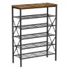MILEFA 6 Tiers Metal Shoe RackLarge Capacity Shoe Rack Holds 24 Pairs of Shoes, Durable and Stable, Adjustable Metal Shelf Stackable Shoe Shelf for Entryway, Hallway, Living Room, Closet view 1