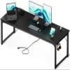 Coleshome 71 Inch Computer Desk with USB Ports, Large Office Desk, Long Study Student Writing Desk, Black view 1