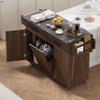 Amposei Modern Rolling Kitchen Island with Tilt-Out Trash Can Cabinet, Mobile Kitchen Cart Storage Island on Wheels with Drop Leaf, Drawers & Spice Rack (Walnut Brown) view 1