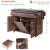 Amposei Modern Rolling Kitchen Island with Tilt-Out Trash Can Cabinet, Mobile Kitchen Cart Storage Island on Wheels with Drop Leaf, Drawers & Spice Rack (Walnut Brown) view 2
