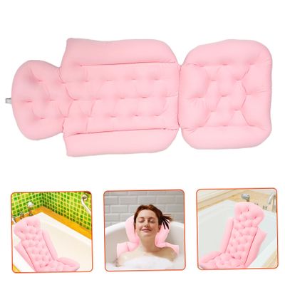 BCOATH Bath Cushion for Adults Bathtub Pillow Cups Soft and Skin-Friendly Bath Mat Shower Tub Cherry Design