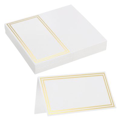 MECCANIXITY 16Pcs Reserved Table Signs, Place Cards with Double Gold Border for Table at Restaurant,Wedding Reception,Business Meeting,Christmas Party