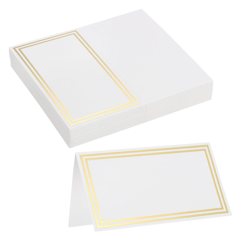 MECCANIXITY 16Pcs Reserved Table Signs, Place Cards with Double Gold Border for Table at Restaurant,Wedding Reception,Business Meeting,Christmas Party