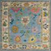 RIDA HANDLOOM Area Rug Hand Knotted Oushak Rug for Living Room, Dining Room, Office, Bedroom, Hand Knotted Wool Rug, 5x8 feet Blue view 1