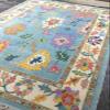 RIDA HANDLOOM Area Rug Hand Knotted Oushak Rug for Living Room, Dining Room, Office, Bedroom, Hand Knotted Wool Rug, 5x8 feet Blue view 2