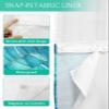 Anzona Turquoise Ombre No Hook Shower Curtains, Summer Beach Small Shower Curtains with Snap in Liner, Coastal Nautical Wave Waterproof Washable Fabric Bathroom Shower Curtain Sets, 36" x 72" view 3