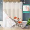 Anzona No Hook Shower Curtains, Red Poppy Rustic Small Shower Curtains with Snap in Liner, Abstract Botanical Floral Waterproof Washable Fabric Bathroom Shower Curtain Sets, 36" x 72" view 2