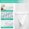 Anzona Aqua Striped No Hook Shower Curtains, Farmhouse Long Bathtub Curtains with Snap in Liner, Modern Turquoise Stripes Waterproof Washable Fabric Bathroom Shower Curtain Sets, 72" x 78" view 3