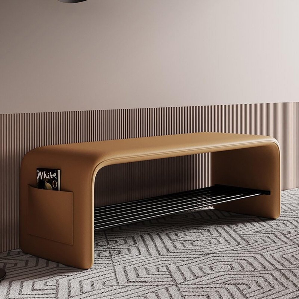 QIUHTR Shoe Rack Bench, 2 Tier Entryway Bench, Storage Shoe Organizer, Sitting Bench Seat for Bedroom Living Room Balcony(Orange,80 * 35 * 40CM)