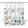 Anzona No Hook Shower Curtains, Fall Pumpkins Coastal Small Shower Curtains with Snap in Liner, Summer Fall Coral Wooden Waterproof Washable Fabric Bathroom Shower Curtain Sets, 36" x 78" view 1