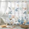 Anzona No Hook Shower Curtains, Fall Pumpkins Coastal Small Shower Curtains with Snap in Liner, Summer Fall Coral Wooden Waterproof Washable Fabric Bathroom Shower Curtain Sets, 36" x 78" view 3