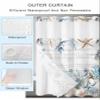Anzona No Hook Shower Curtains, Fall Pumpkins Coastal Small Shower Curtains with Snap in Liner, Summer Fall Coral Wooden Waterproof Washable Fabric Bathroom Shower Curtain Sets, 36" x 78" view 4