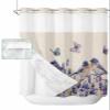 Anzona No Hook Shower Curtains, Purple Bird Floral Standard Bathtub Curtains with Snap in Liner, Farmhouse Summer Butterflies Waterproof Washable Fabric Bathroom Shower Curtain Sets, 72" x 72" view 1