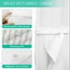 Anzona Sage Green Striped No Hook Shower Curtains, Farmhouse Long Bathtub Curtains with Snap in Liner, Modern Sage Green Stripes Waterproof Washable Fabric Bathroom Shower Curtain Sets, 72" x 78" view 3