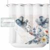 Anzona No Hook Shower Curtains, Farmhouse Floral Long Bathtub Curtains with Snap in Liner, Spring Blue Botanical Burlap Waterproof Washable Fabric Bathroom Shower Curtain Sets, 72" x 78" view 1