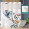 Anzona No Hook Shower Curtains, Farmhouse Floral Standard Bathtub Curtains with Snap in Liner, Spring Blue Botanical Burlap Waterproof Washable Fabric Bathroom Shower Curtain Sets, 72" x 72" view 2
