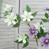 ZHDOKA 33.5in Artificial Clematis Flower, 5 Heads Long Stem Faux Clematis Flower Simulation Clematis Branch with Green Leaves, Lifelike Clematis Spray for Wedding Table Centerpieces(Floral Purple) view 2
