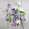 ZHDOKA 33.5in Artificial Clematis Flower, 5 Heads Long Stem Faux Clematis Flower Simulation Clematis Branch with Green Leaves, Lifelike Clematis Spray for Wedding Table Centerpieces(Floral Purple) view 3