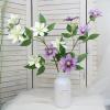 ZHDOKA 33.5in Artificial Clematis Flower, 5 Heads Long Stem Faux Clematis Flower Simulation Clematis Branch with Green Leaves, Lifelike Clematis Spray for Wedding Table Centerpieces(Floral Purple) view 4
