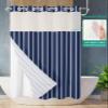 Anzona Navy Blue Striped No Hook Shower Curtains, Farmhouse Small Shower Curtains with Snap in Liner, Abstract Navy Blue Waterproof Washable Fabric Bathroom Shower Curtain Sets, 36" x 72" view 2