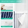 Anzona Navy Blue Striped No Hook Shower Curtains, Farmhouse Small Shower Curtains with Snap in Liner, Abstract Navy Blue Waterproof Washable Fabric Bathroom Shower Curtain Sets, 36" x 72" view 3