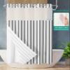 Anzona Black Striped No Hook Shower Curtains, Farmhouse Stall Bathroom Curtain with Snap in Liner, Modern Black Stripes Waterproof Washable Fabric Bathroom Shower Curtain Sets, 54" x 78" view 2