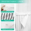 Anzona Black Striped No Hook Shower Curtains, Farmhouse Stall Bathroom Curtain with Snap in Liner, Modern Black Stripes Waterproof Washable Fabric Bathroom Shower Curtain Sets, 54" x 78" view 3