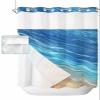 Anzona Blue Ombre No Hook Shower Curtains, Summer Beach Standard Bathtub Curtains with Snap in Liner, Coastal Nautical Blue Wave Waterproof Washable Fabric Bathroom Shower Curtain Sets, 72" x 72" view 1