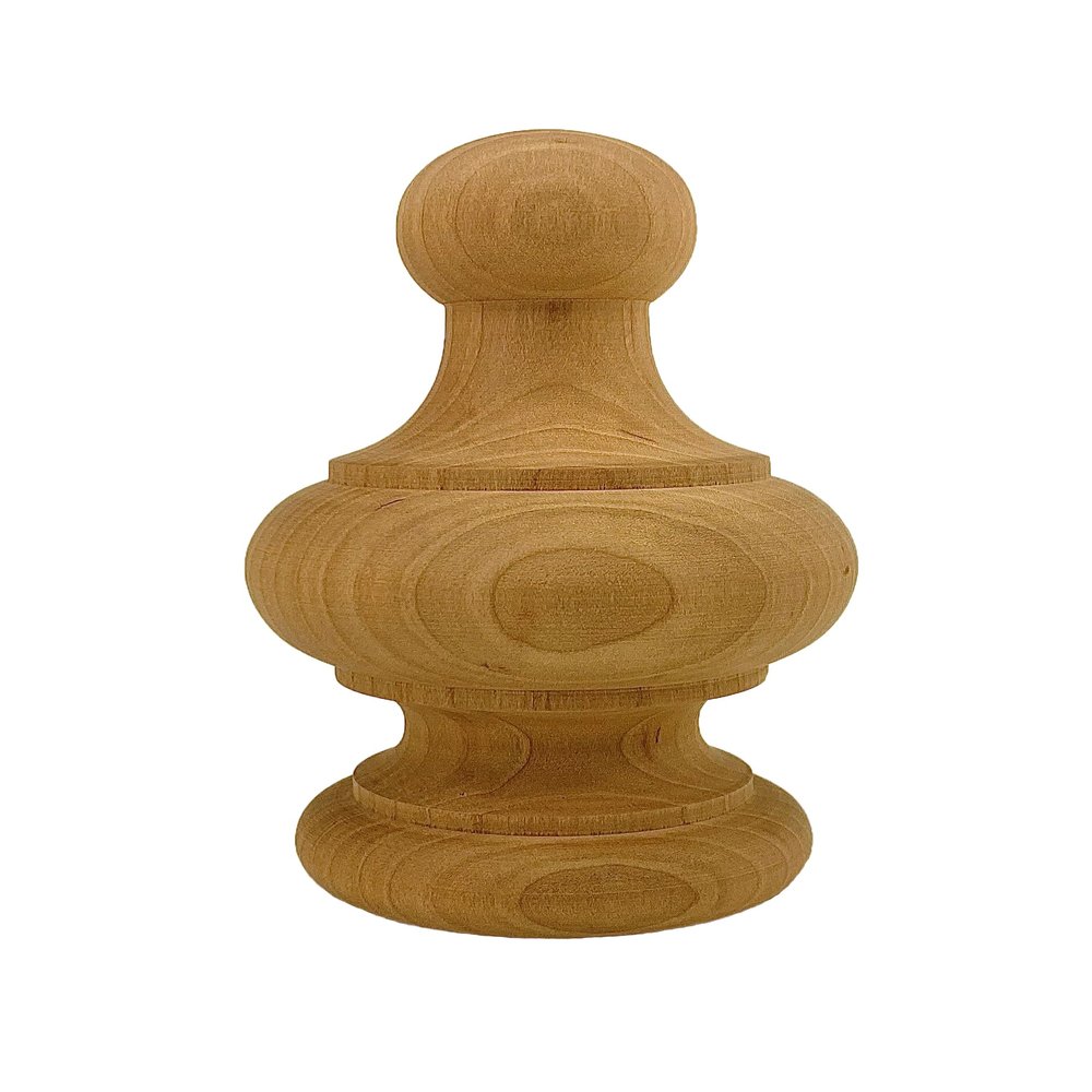 Highland Manor Wood Products Windon Finial - 6" Tall x 3 3/4" Wide - Unfinished Round Wooden Finial for Indoor Use - Perfect for Staircases or Bed Posts - (1 Finial) (Cherry)