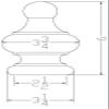 Highland Manor Wood Products Windon Finial - 6" Tall x 3 3/4" Wide - Unfinished Round Wooden Finial for Indoor Use - Perfect for Staircases or Bed Posts - (1 Finial) (Cherry) view 2
