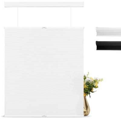BERISSA Top Down Bottom Up Cordless Cellular Shades Pull Down Light Filtering Window Shades Honeycomb Blinds for Windows and Skylights,White,62" W x 64" H