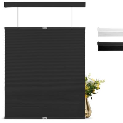 BERISSA Top Down Bottom Up Cordless Cellular Shades Pull Down Light Filtering Window Shades Honeycomb Blinds for Windows and Skylights,Black,83" W x 36" H